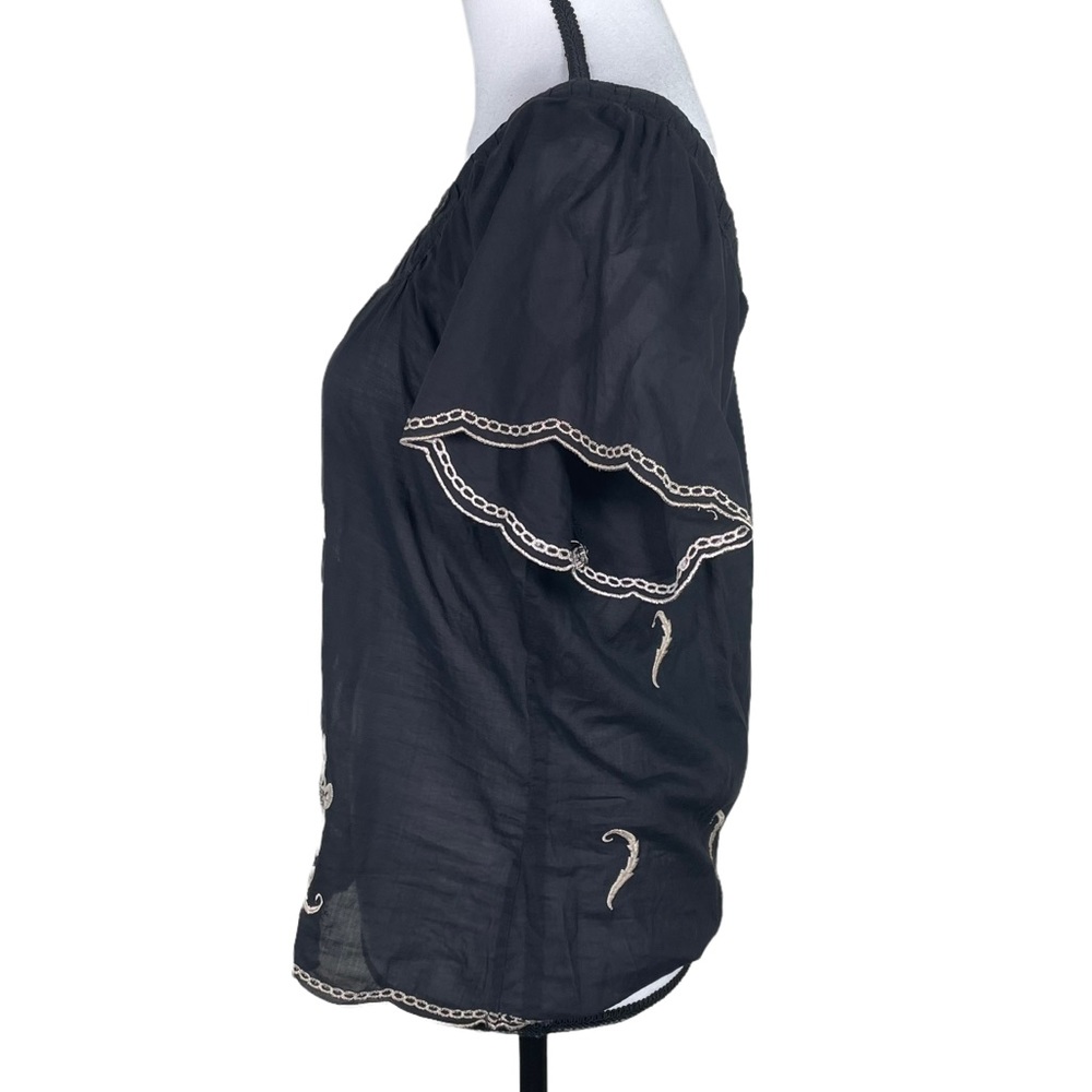 S Line Black embroidery Peasant Blouse - Picture 2 of 5